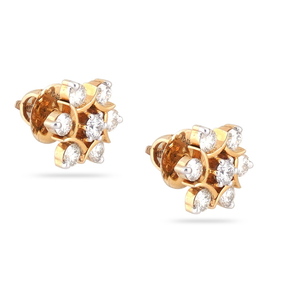 22KT Gold Diamond Small Design Earring - Image 2