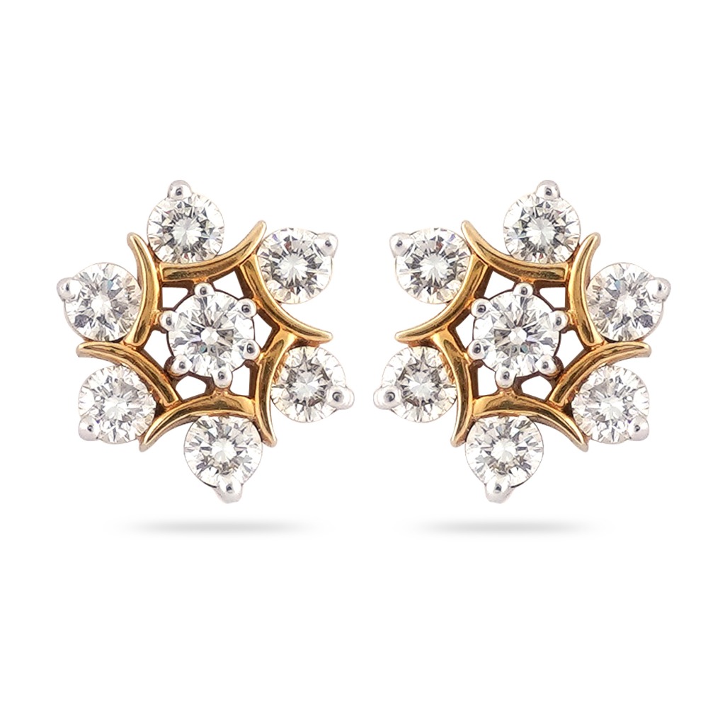 22KT Gold Diamond Small Design Earring