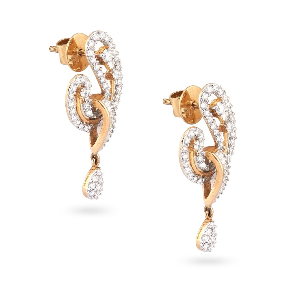 New Style Design 916 Gold Diamond Earring - Image 3