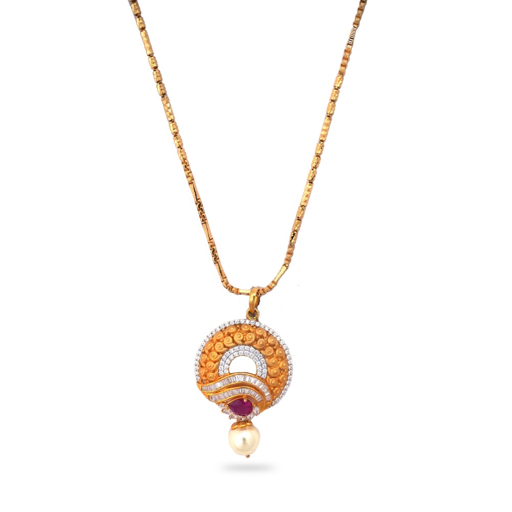22K Gold Designer Pendant Set - Image 2