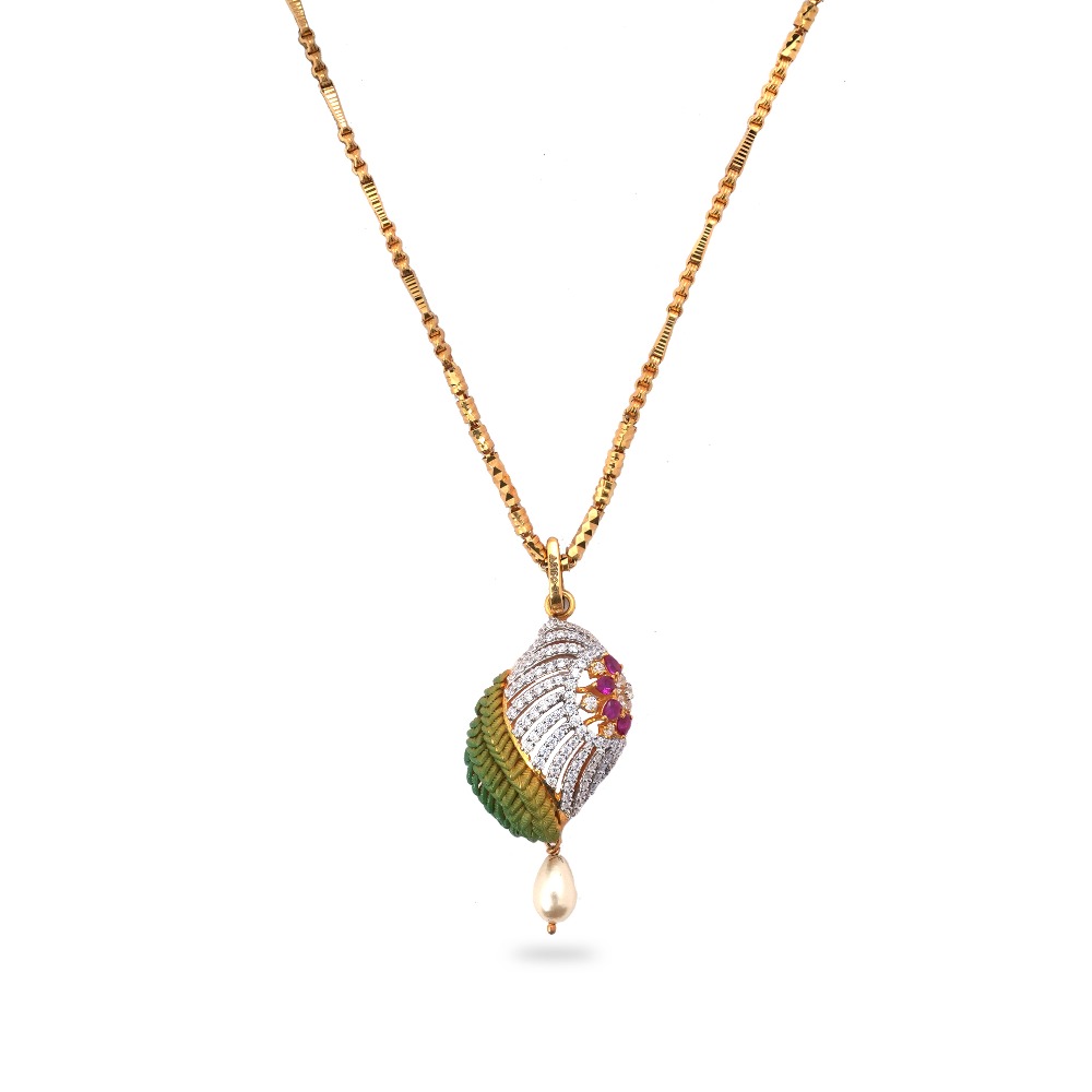 916 Gold Diamond Pendant Set - Image 2