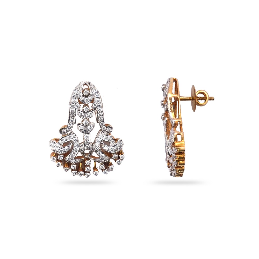 22K Gold Designer Diamond Pendant Set - Image 4