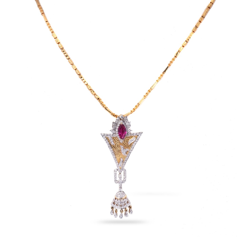 916 Gold Diamond Pendant Set - Image 2
