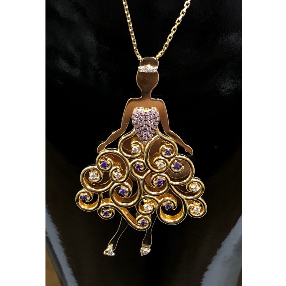 18K angel charm pendant chain