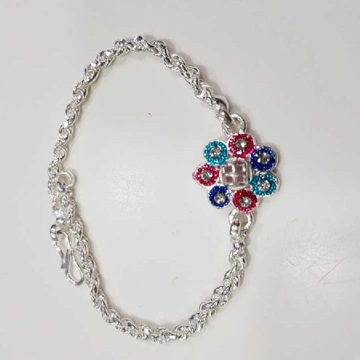 Flower Style Antique Silver Rakhi