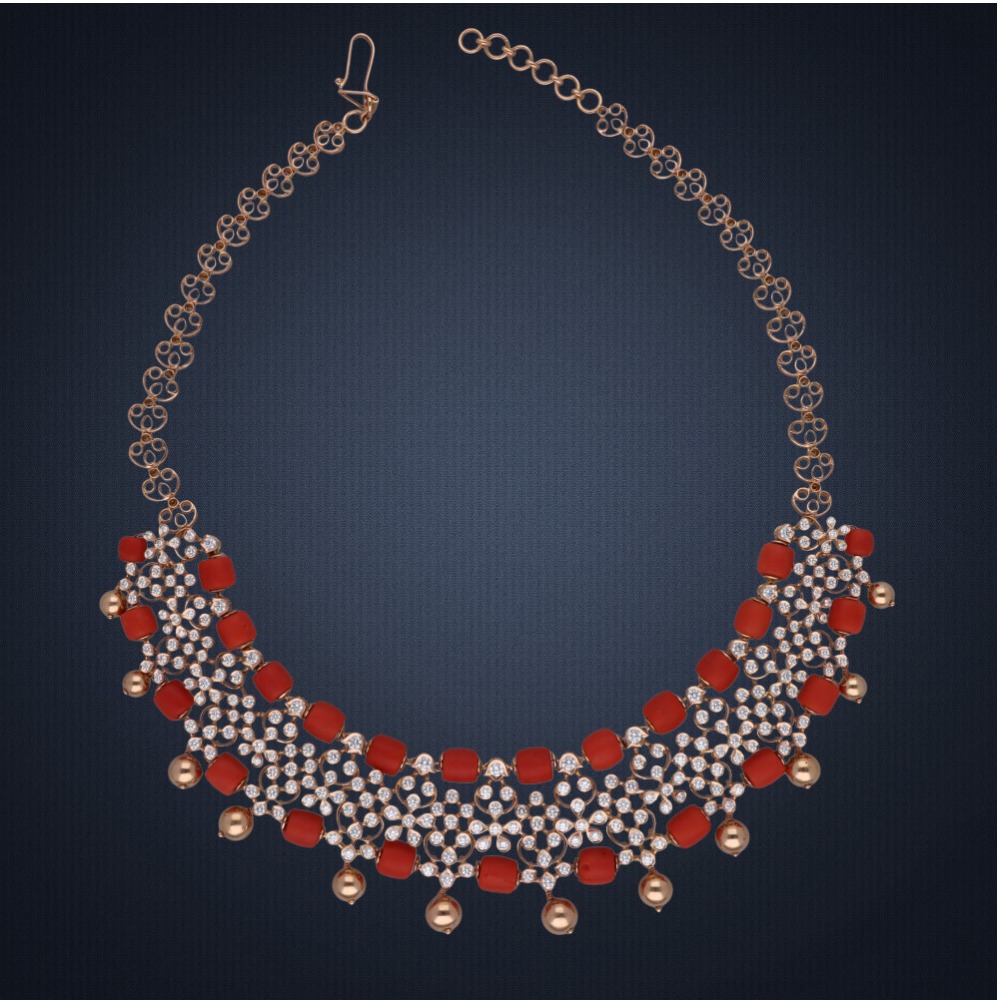 18KT Gold Color Stone Diamond Necklace Set