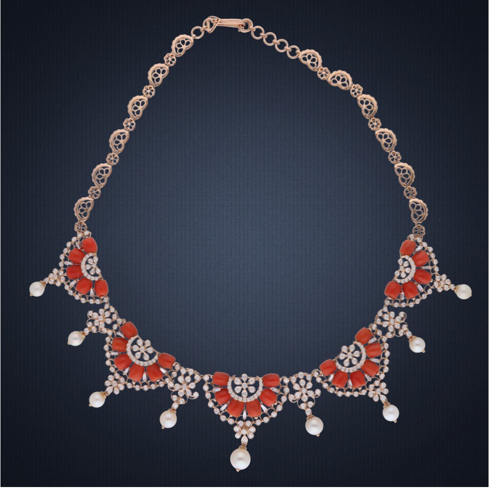 18KT Gold Color Stone Diamond Necklace Set