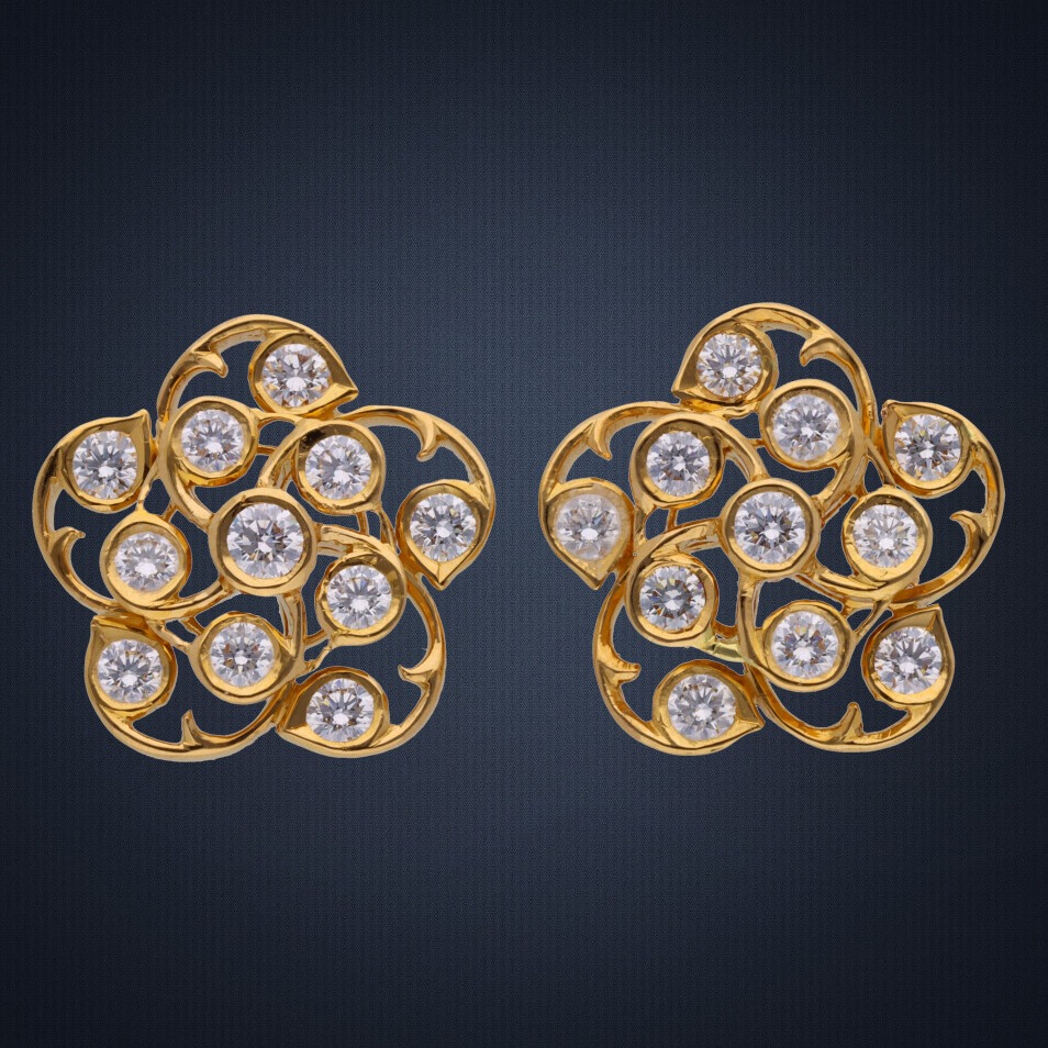 916 Gold Sphere shape Diamond Earring Tops
