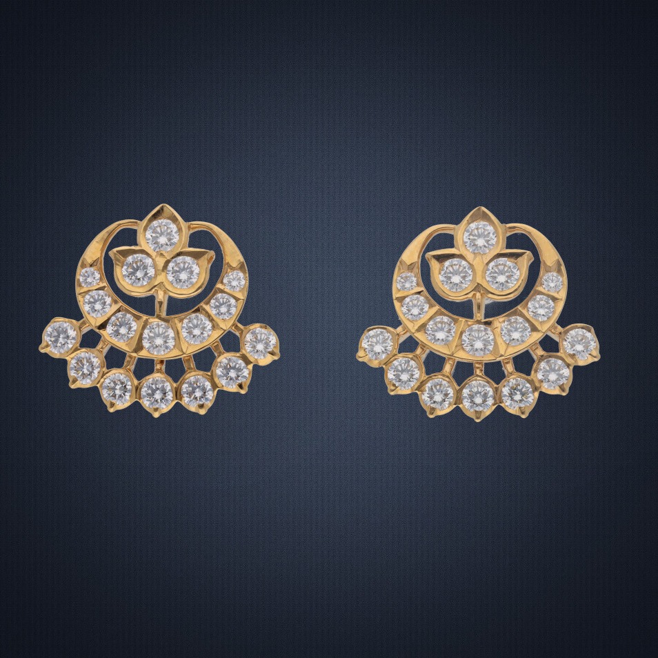 22K Gold Diamond Earring For Women
