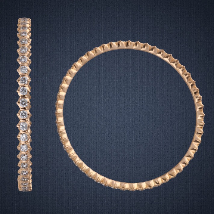 916 Gold Single Line Diamond Bangle