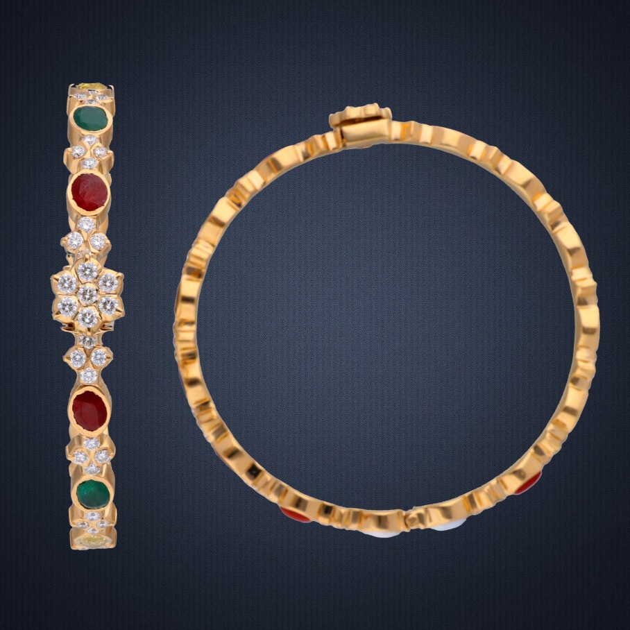 916 Gold Diamond Bangle For Women