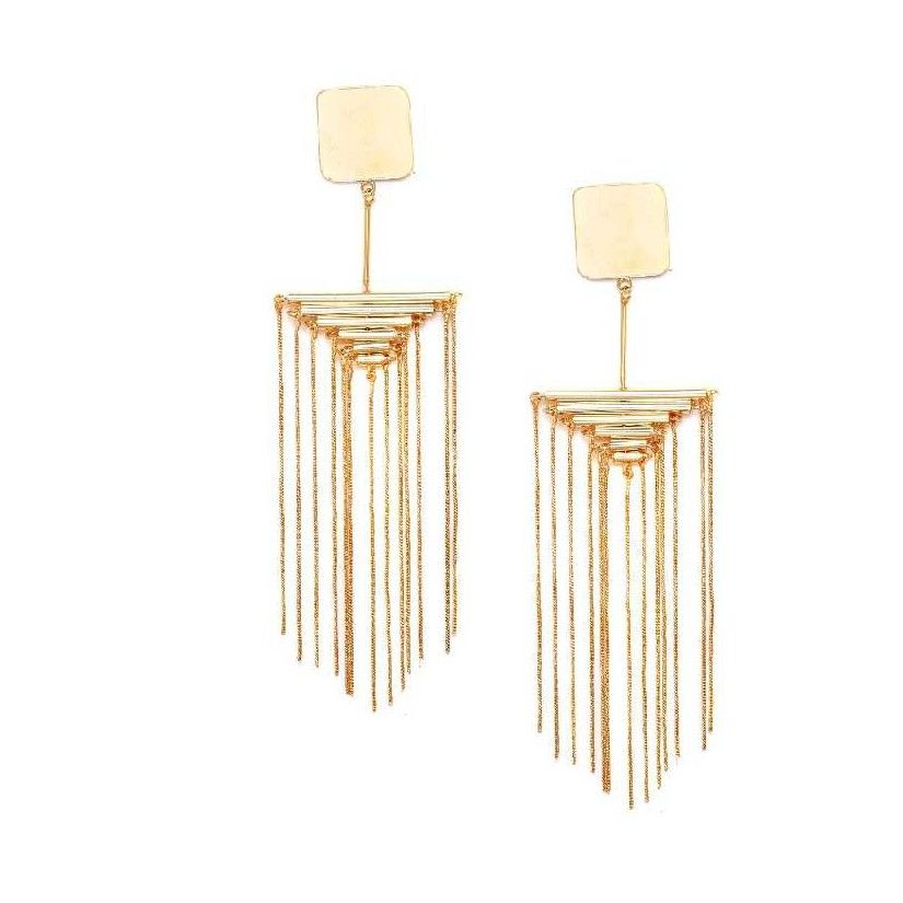 Modern Style Long Brass Earrings
