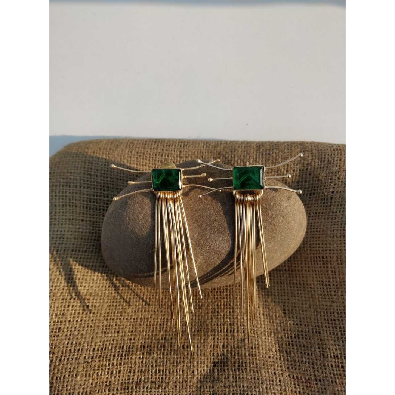 Ladies Green Brass Earrings