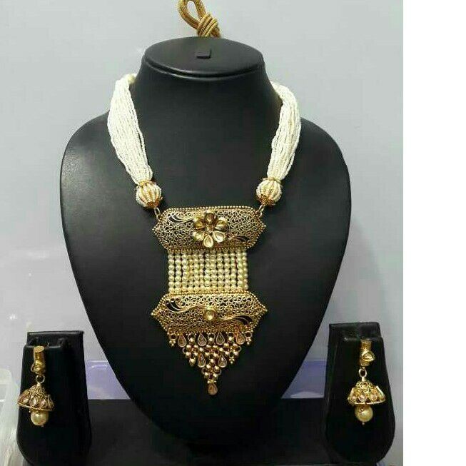Modern Pearl Kundan Necklace Set For Ladies