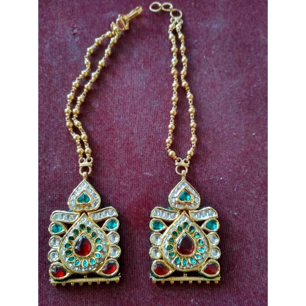 22KT Gold Antique Meenakari Earrings