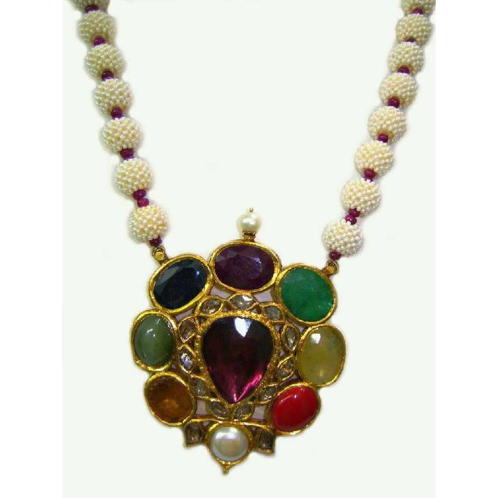 22KT Gold Color Stone Jadtar Necklace