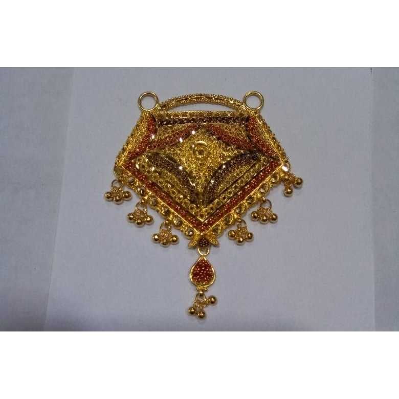 916 Gold Meenakari Pendant Set