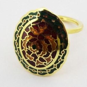 Antique 916 Gold Meenakari Ladies Ring