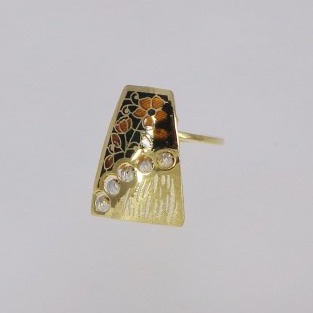 Antique 916 Gold Meenakari Ladies Ring