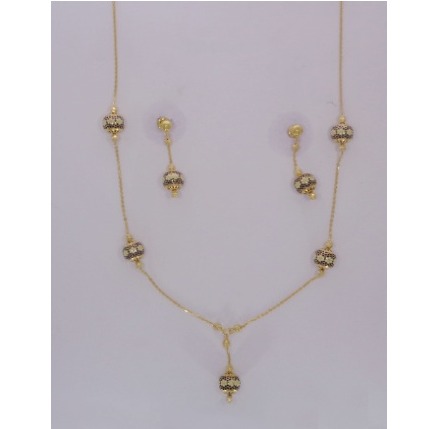 Delicate Gold Meenakari Necklace Set