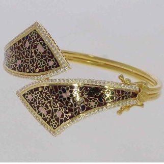 Antique Style 916 Gold Meena  Kada Bracelet