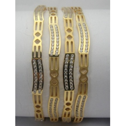 916 Gold CNC CZ Stone Fancy Bangles