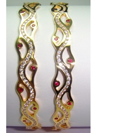 916 GOLD CNC CZ STONE FANCY BANGLES