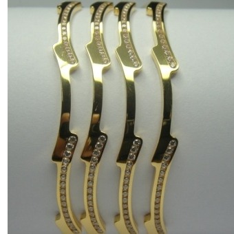 916 Gold CNC CZ Stone Stylish Bangles