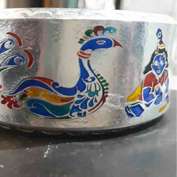 Silver Indian Peacock Stylish Bharwadi kada