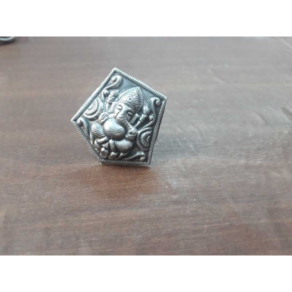 Silver Designer Ganpati Ring