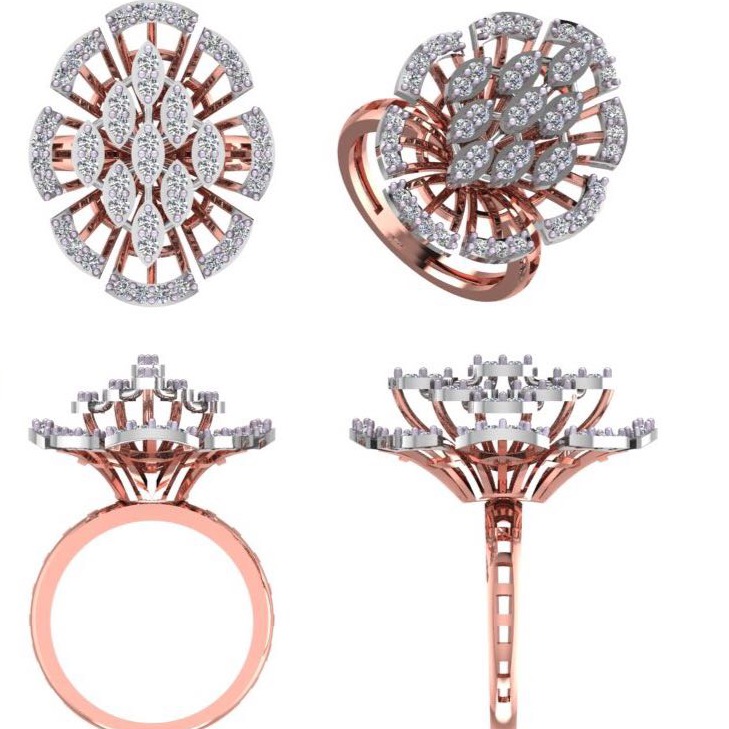 Rose Gold Diamond Shiny Modern Ring