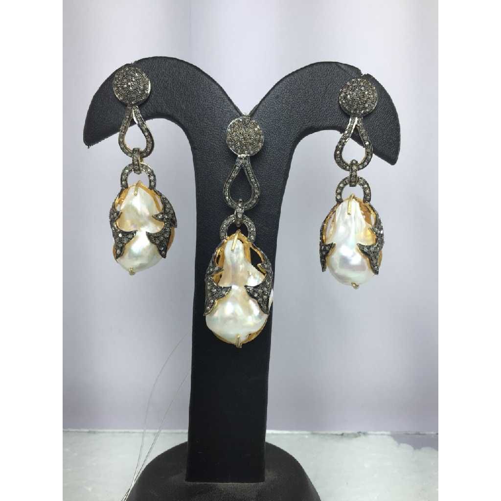 Silver Natural Diomand Necklace Set
