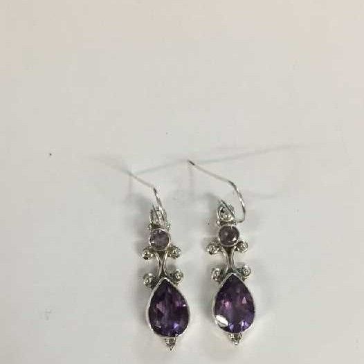 Fancy Silver Diamond Earrings