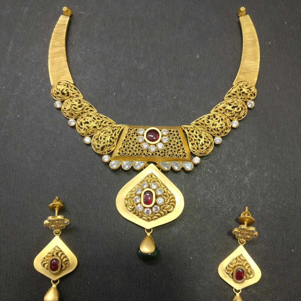 916 gold antique classic necklace set