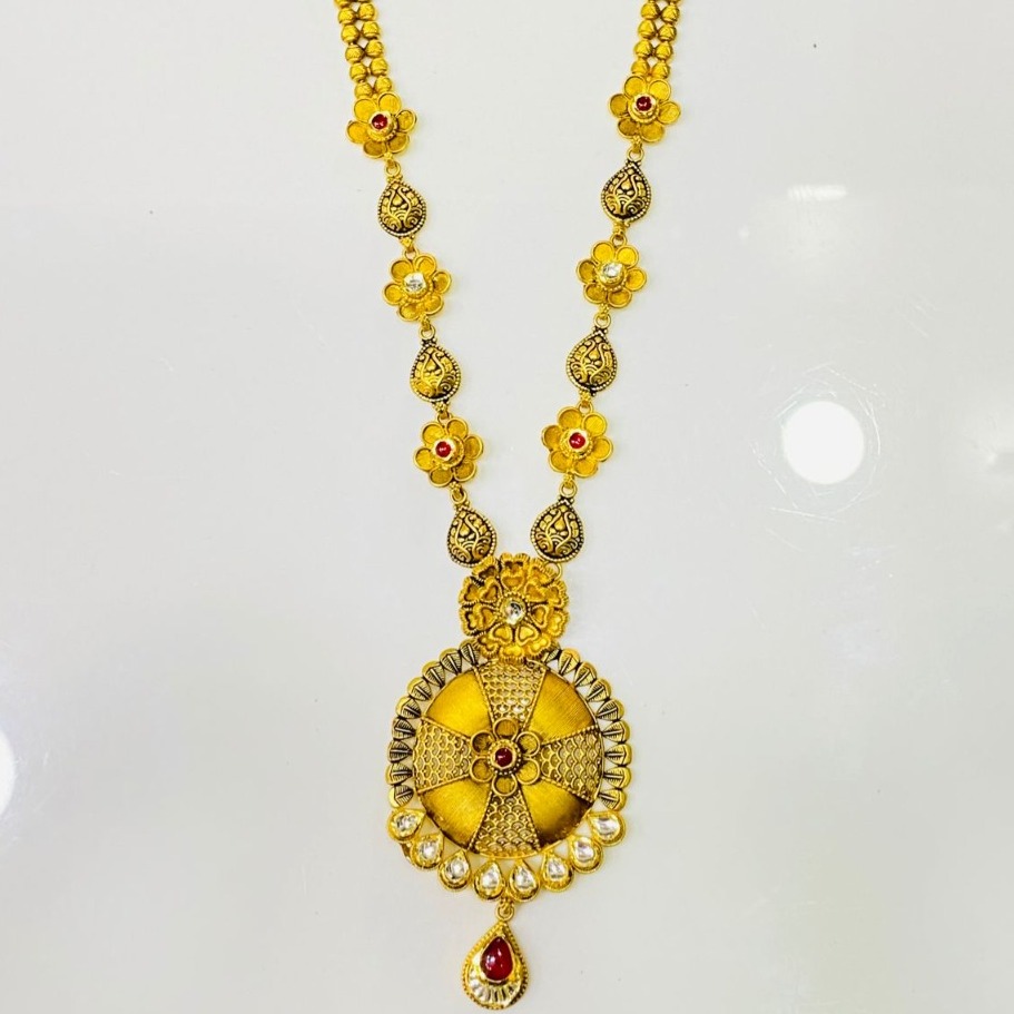916 Gold Kalkatti Design Long Necklace Set