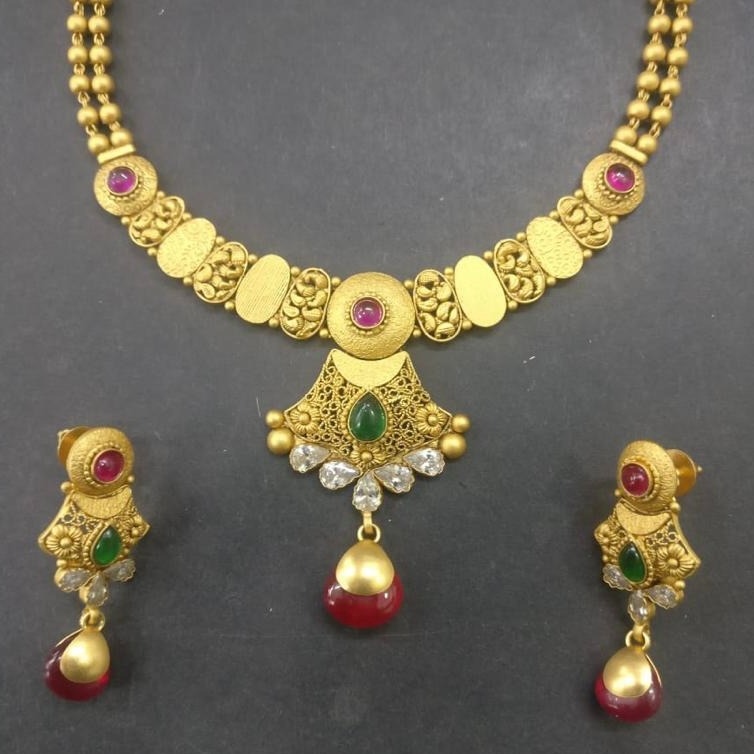 916 Gold jadtar Bridal Necklace Set
