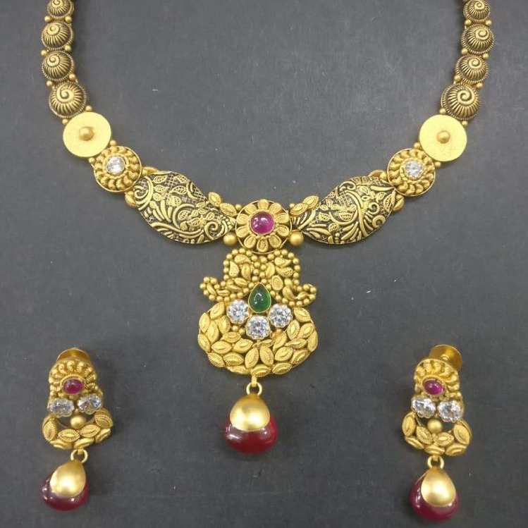 916 Gold Antique Bridal Necklace Set