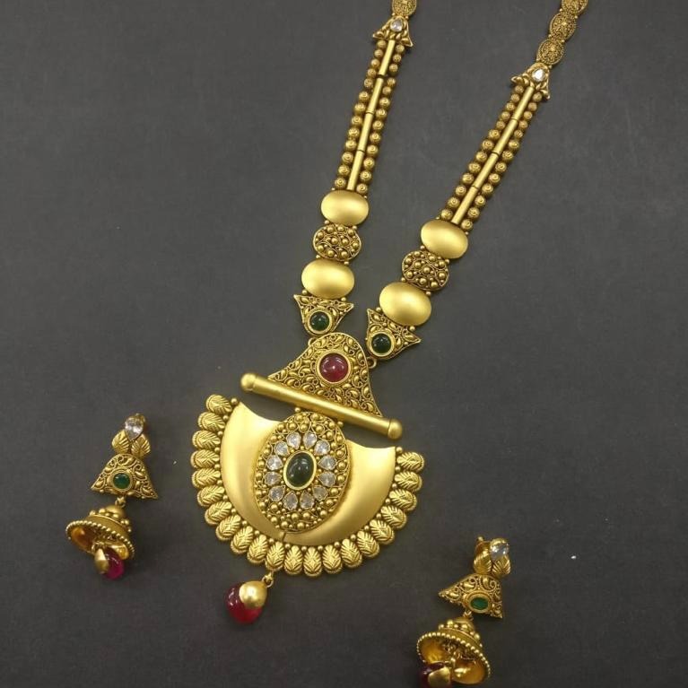 22K Gold Antique long Necklace Set