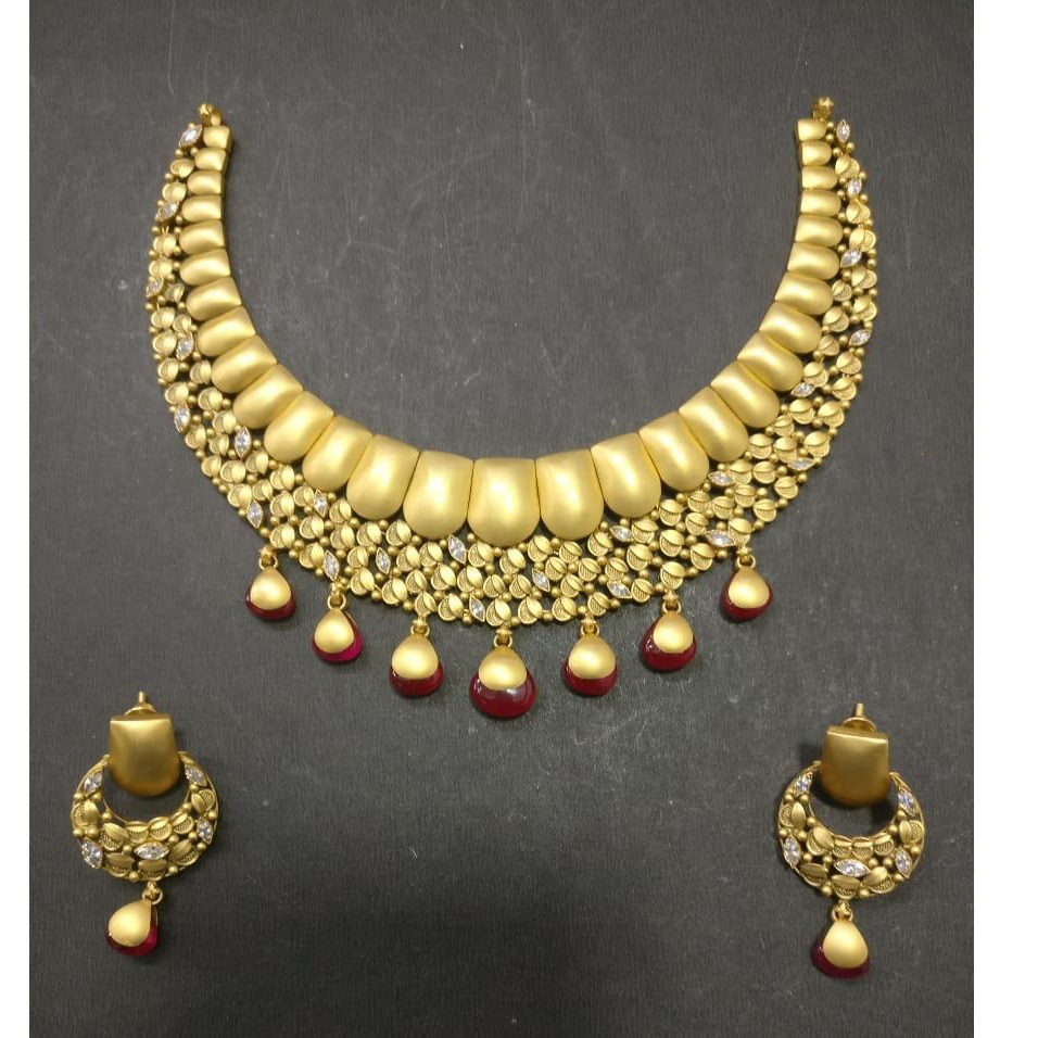 916 Gold Designer Bridal Necklace Set KG-N081