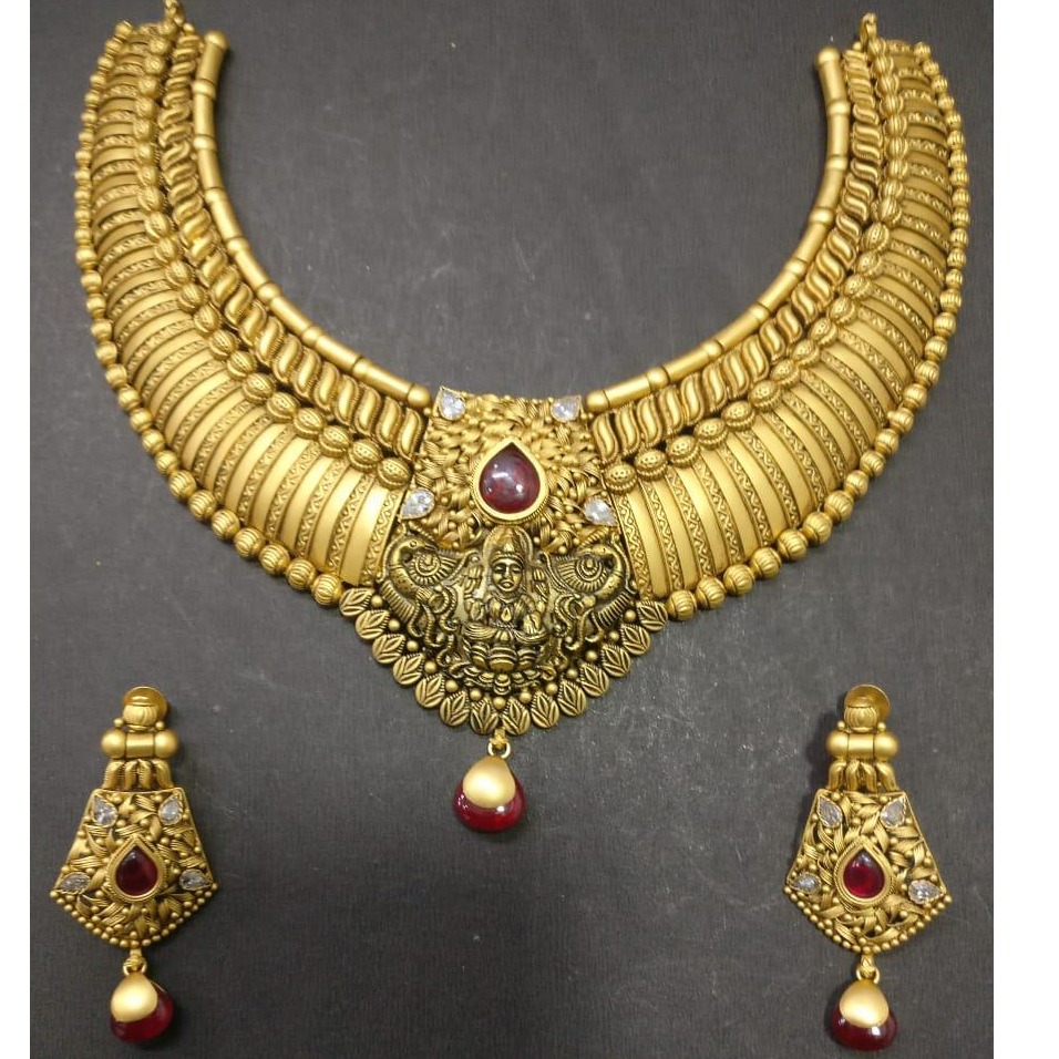 916 Gold Traditional Bridal Necklace Set KG-N079