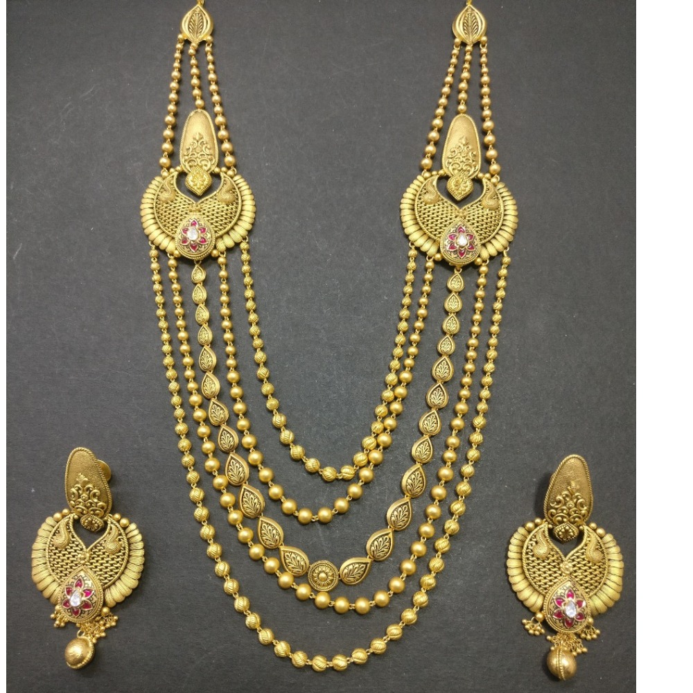 916 Gold Antique Bridal Necklace Set KG-N071
