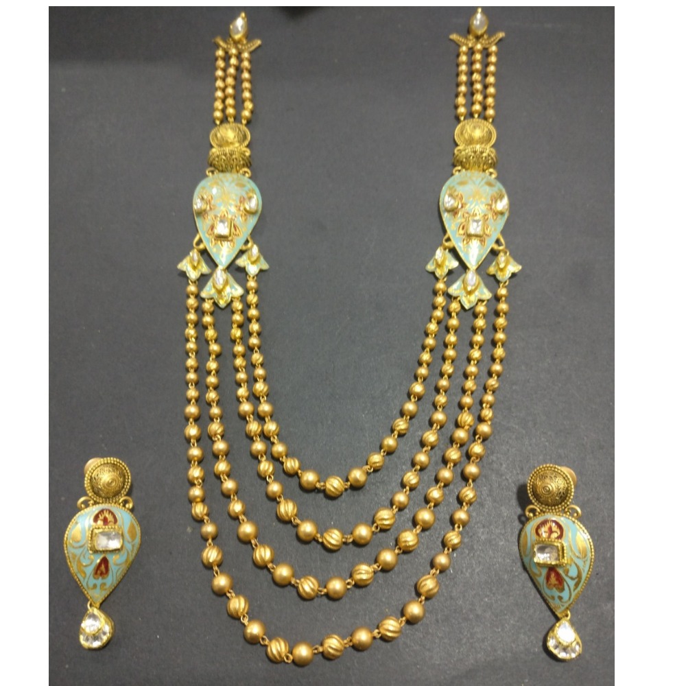 916 Gold Traditional Bridal Necklace Set KG-N065