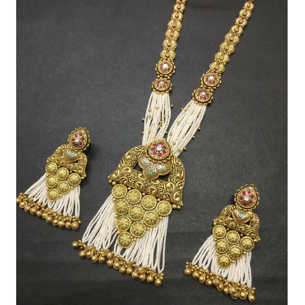 22KT Gold Antique Bridal Necklace Set KG-N024