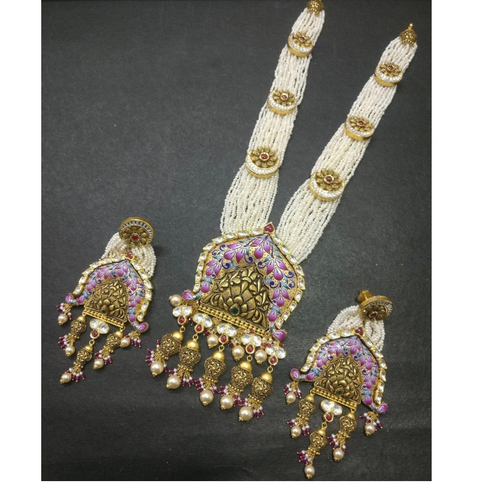 Gold Antique Jadtar Necklace Set KG-N019