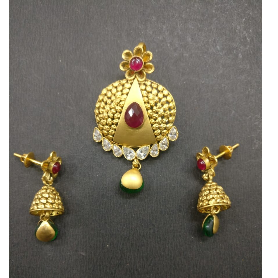 916 Gold Antique Jadtar Pendant Set KG-P009