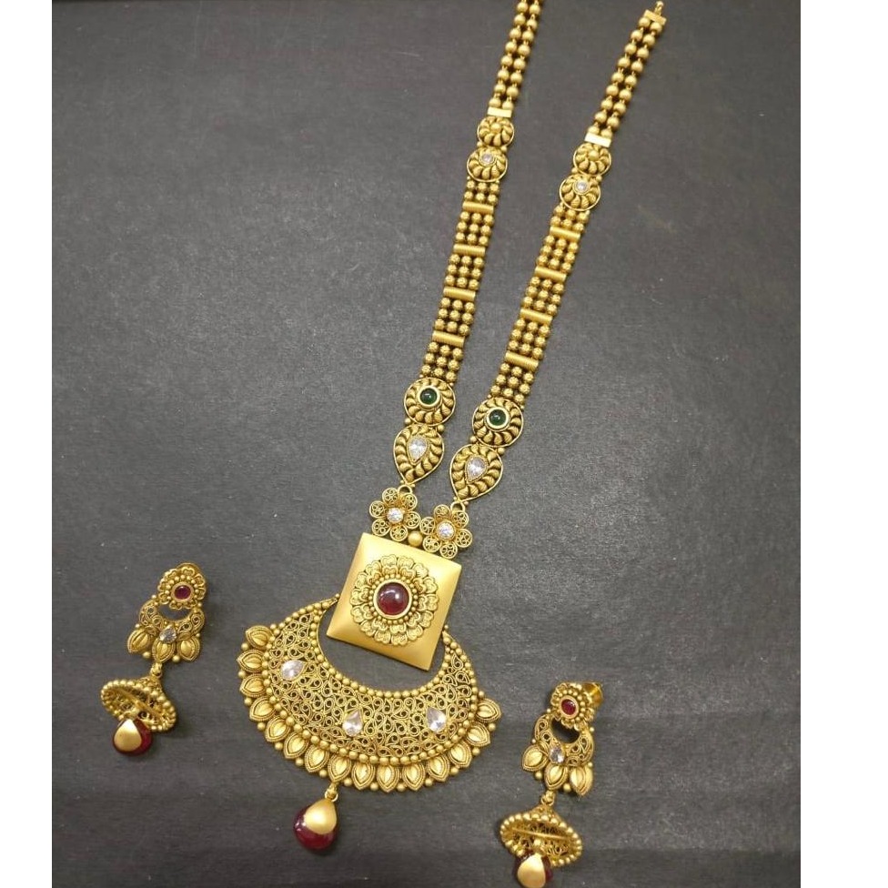916 Gold Antique Long Necklace Set KG-N004