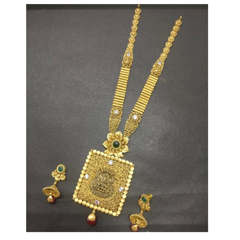 22KT Gold Designer Bridal Squre Long Necklace Set KG-N020