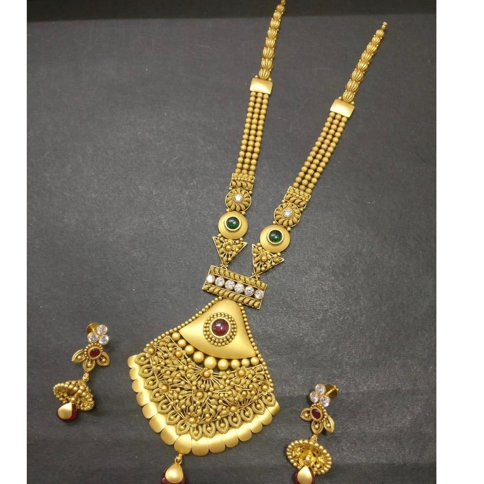 916 Gold Antique Bridal Long Necklace Set KG-N01