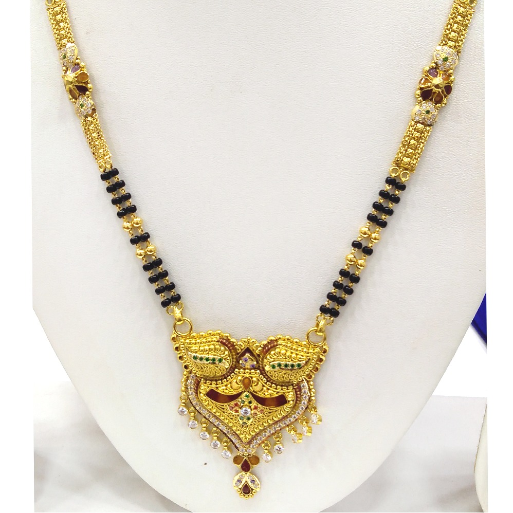916 gold black bead mangalsutra rj-m001