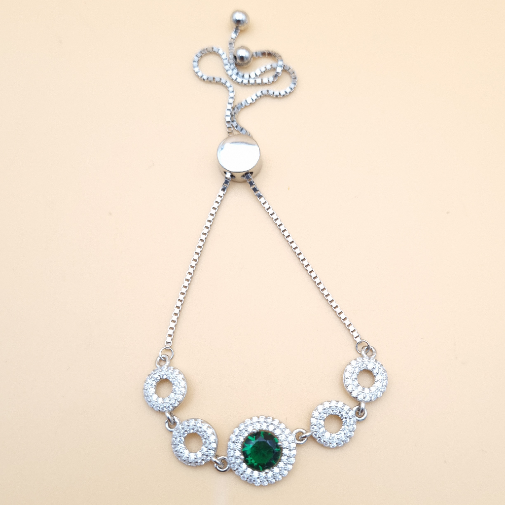 Colour Stone Sterling Silver Adj Bracelet